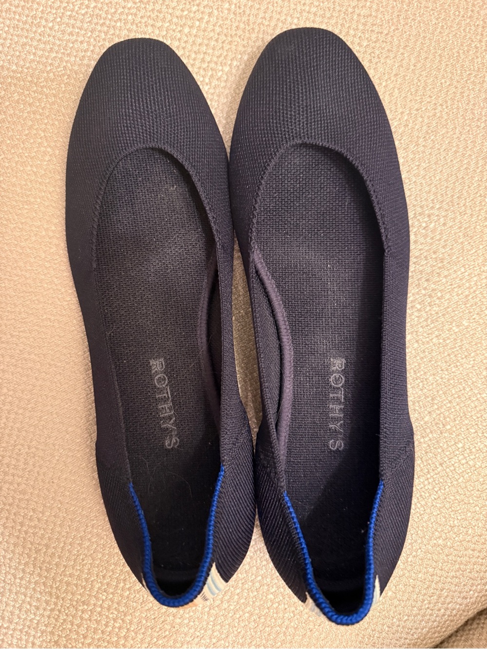 Rothy's Navy Ballet Flats with Blue Trim